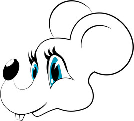 Vector head of mouse. Isolated on white background. Icon of cartoon mouse.