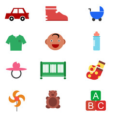 Kids nice icons set vector art design