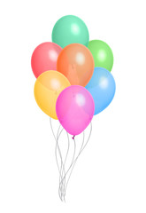  colorful helium balloons isolated on white