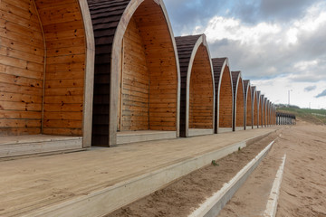 Huts on a beach in cumbria