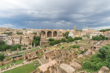 Fototapeta na wymiar Rome Forum, Foro Romano in a cloudy day, Rome, Italy