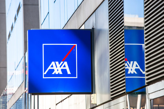 Axa logo on a building, axa is a French insurance company