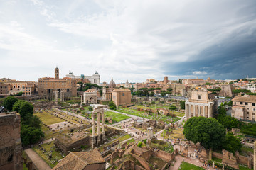 Fototapeta na wymiar Rome Forum, Foro Romano in a cloudy day, Rome, Italy