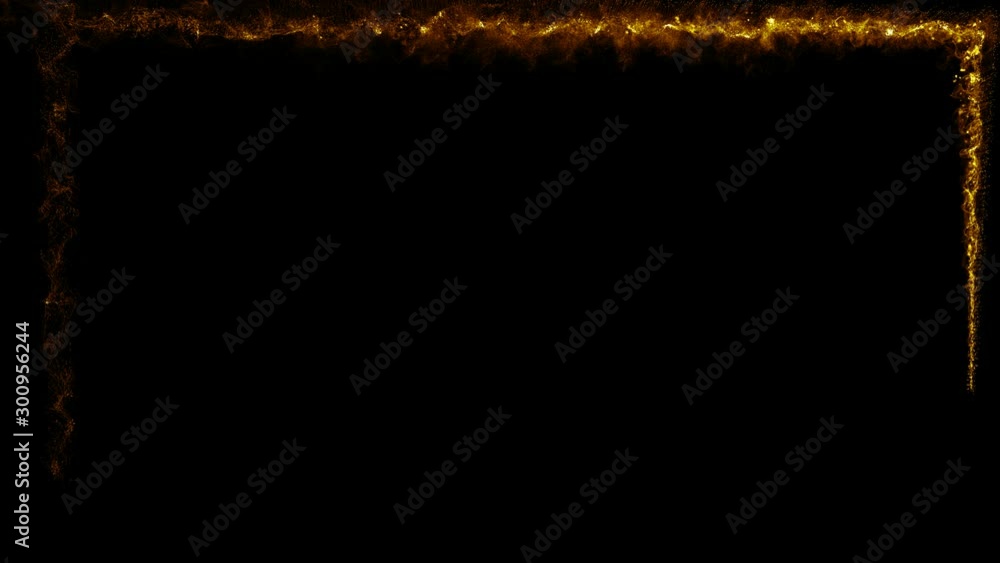 Poster abstract light leak frame background loop/ 4k animation of an abstract dynamic magic golden shape wi
