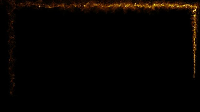 Abstract Light Leak Frame Background Loop/ 4k animation of an abstract dynamic magic golden shape with particles and turbulence lines, seamless looping