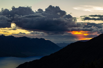 New Zealand. South Island, Otago region. Sunset scenery at Lake Wakatipu