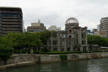 Hiroshima Peace Memorial (Genbaku Dome) on a rainy day