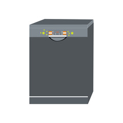 Dark grey smart dishwasher on a white backdrop