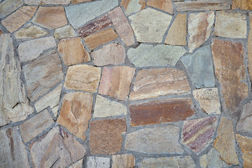 Texture of old irregular shaped tiles made of stones of different sizes