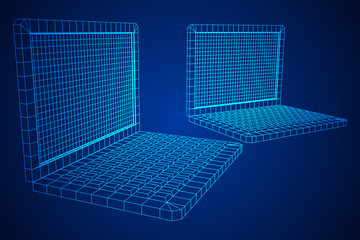 Laptop Abstract Mesh Background. Design computer. Wireframe low poly mesh vector illustration