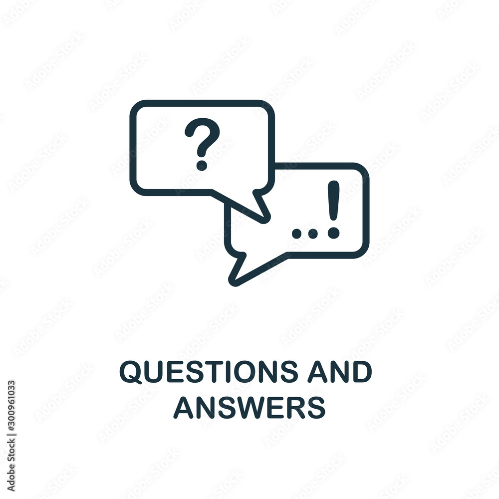 Poster questions and answers icon outline style. thin line creative questions and answers icon for logo, gr