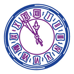 Time for a change. Antique watch with Roman numeral. Antique wall dial. New Years is soon. Vector illustration