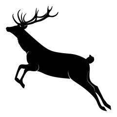 Reindeer vector silhouette isolated on white background.