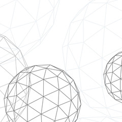 Vector globes. Abstract geometric background. Wire effect geometric 3d spheres. Abstract creative graphic for web and science.