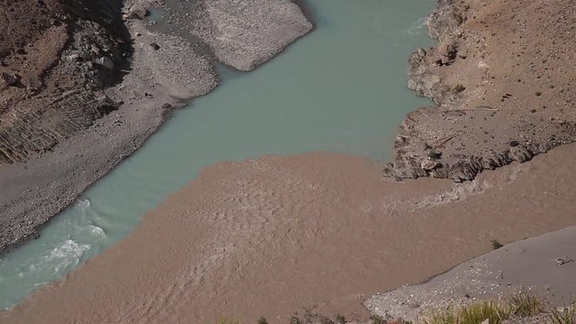 Confluence of two river Closeup Shot