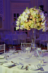 flowers on table in wedding day