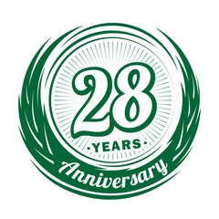 Twenty-eight years anniversary celebration logotype. 28th anniversary logo. Vector and illustration.