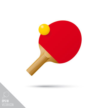 table tennis paddle and ball smooth vector icon. Sports equipment symbol.