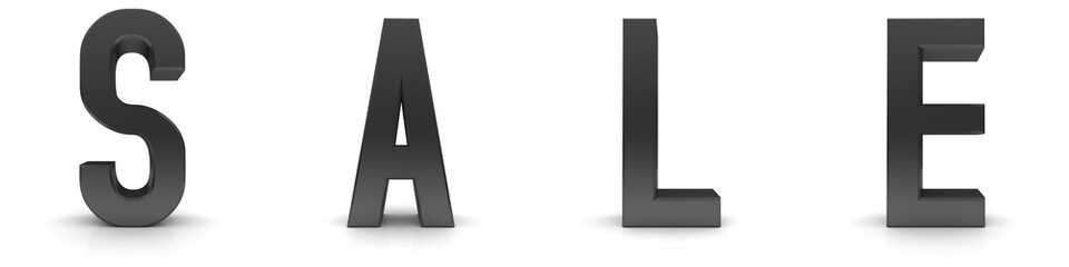SALE banner text letters black 3d rendering