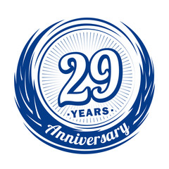 Twenty-nine years anniversary celebration logotype. 29th anniversary logo. Vector and illustration.