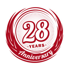 Twenty-eight years anniversary celebration logotype. 28th anniversary logo. Vector and illustration.