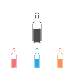 Single flat beer bottle icon set isolated on a white background.