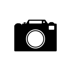Stylized icon camera. Logo for design. Simple vector illustration.