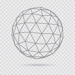 Vector globe. Low poly style. Abstract geometric background. Wire effect geometric 3d sphere. Abstract creative graphic for web and science.