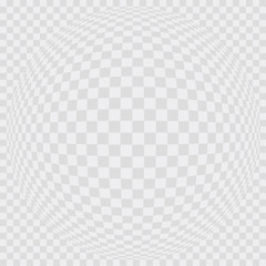 Abstract grey and white checkered background. Geometric spherical pattern with visual distortion effect. Optical illusion.