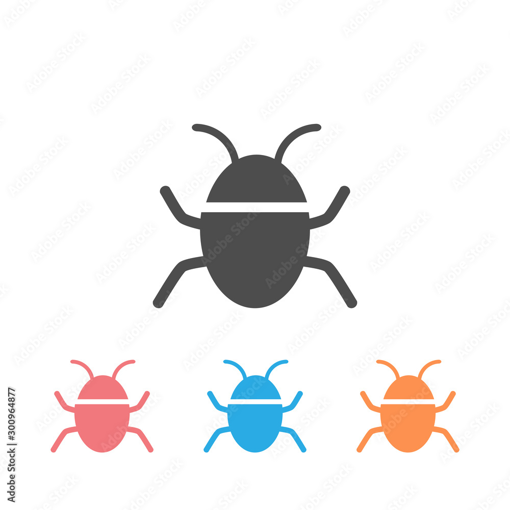Poster bug vector icon set on white. vector flat style