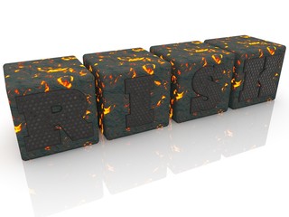 Old rusty concept of metal risk on abstract lava cubes