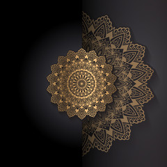 Golden mandala on black background. Luxurious background. Rich ornament