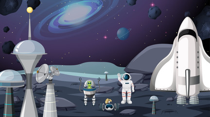 Alien and astronaut scene © GraphicsRF