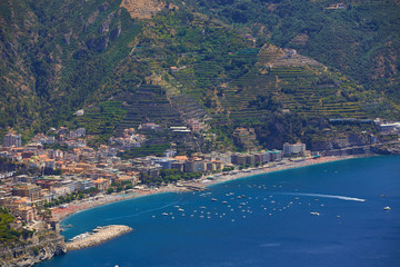 Obraz premium High angle view of Minori and Maiori, Amalfi coast, Italy