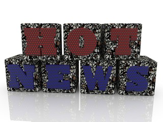 Hot news concept on granite stone cubes