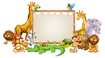 Border template with cute animals © GraphicsRF