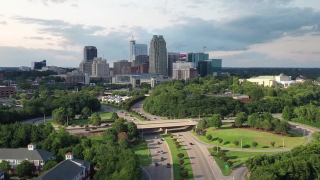 Aerial of Downtown Raleigh Skyline