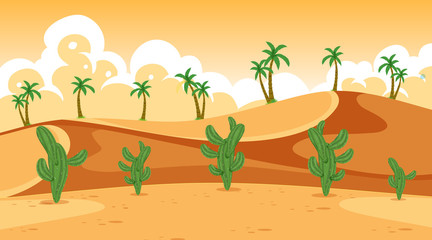 Obraz premium Background scene with cactus in desert