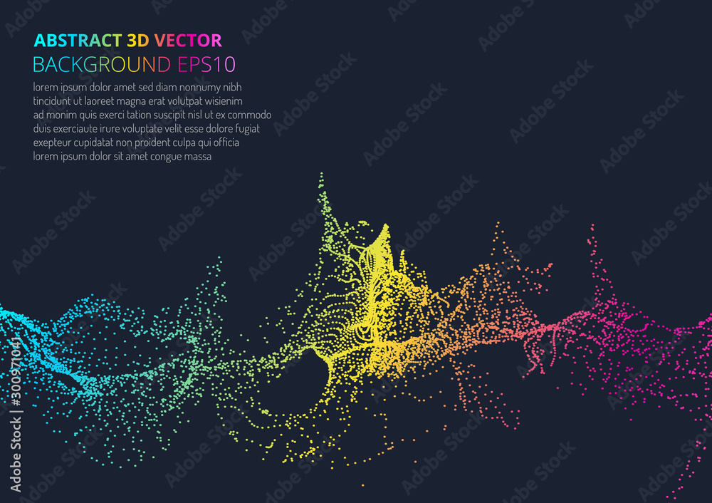 Poster abstract background with many particles. optical illusion of movement.
