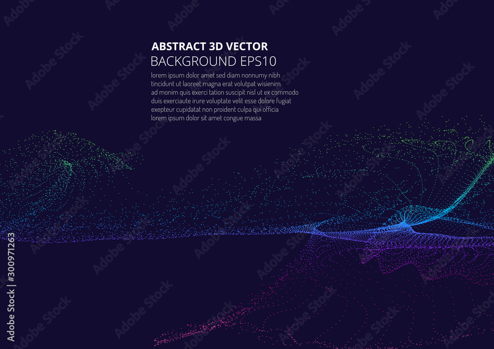 Poster abstract background with many particles. optical illusion of movement.