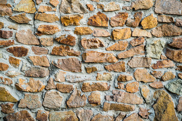 The texture of the old masonry. Background image of a stone-lined wall