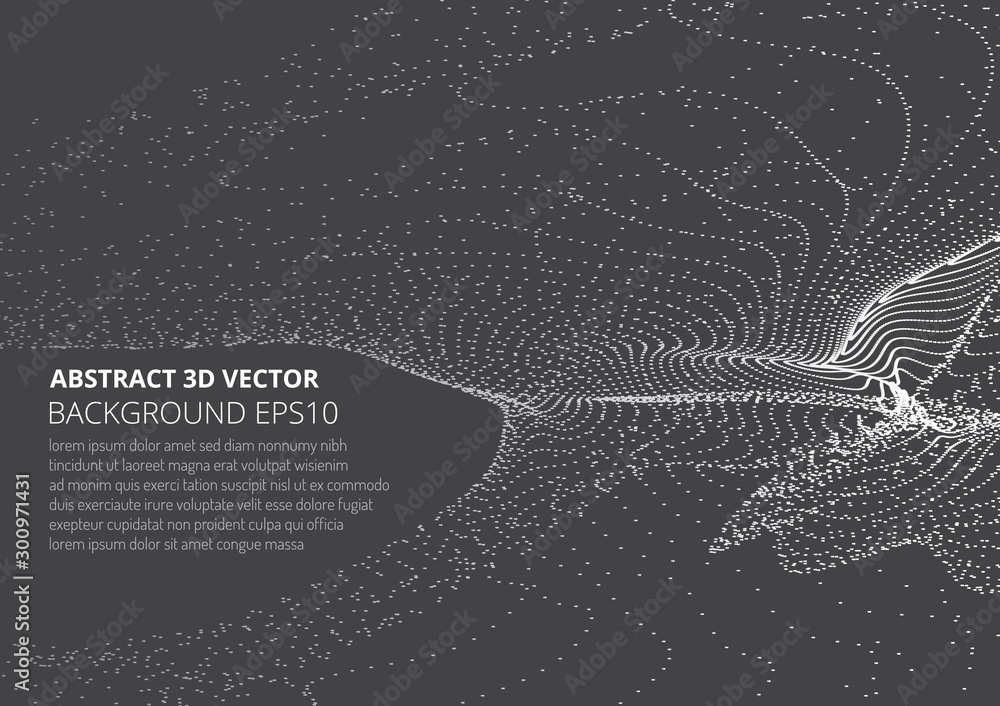 Poster abstract background with many particles. optical illusion of movement.