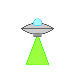 vector icon with UFO shape abducting