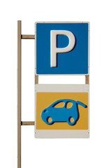 parking road sign isolated on a white background