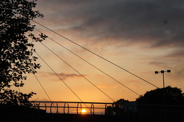 sunset on bridge