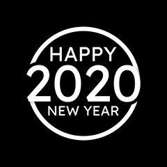 Round symbol with text Happy New Year 2020