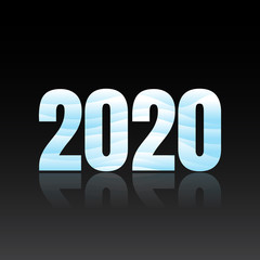 2020 symbol text style winter with aqua color