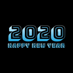 Happy New Year 2020 symbol text vector design neon style