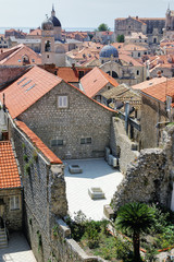 Dubrovnik, Old town- Bell Tower, Church of St Blaise and Dubrovnik`s Cathedral - View from the city wall