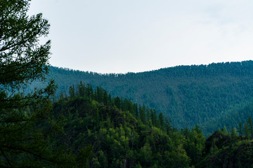 Background image of a mountain landscape. Russia, Siberia, Altai